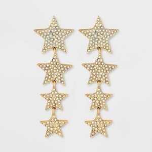 3/$20🌟 SUGARFIX by BaubleBar Gold Tone Shooting Star Rhinestone Tiered Earrings